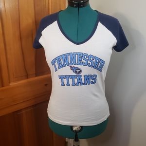 NFL Team Apparel Women's V Neck Tennessee Titans Tee Shirt
